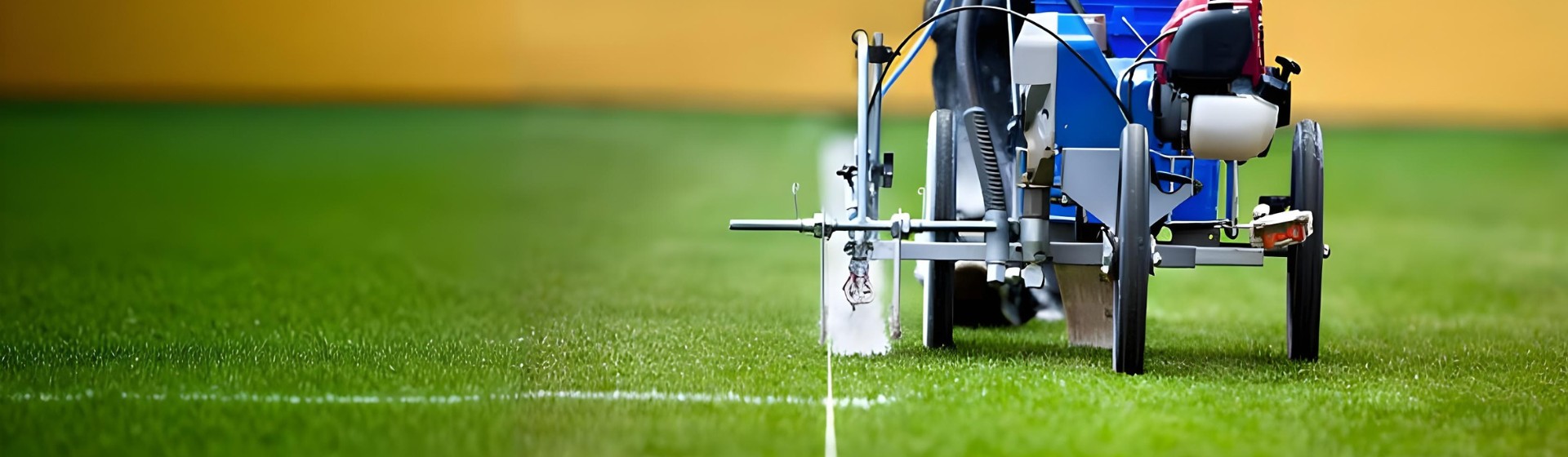 Line Marking Machine Painting White Line On Green Turf