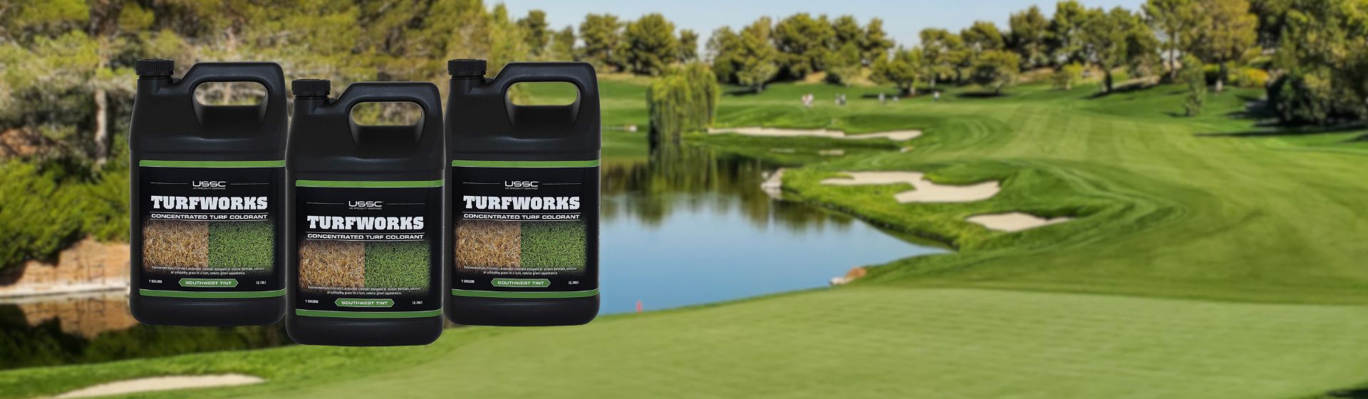 Turf Paint Containers Placed Near A Golf Course
