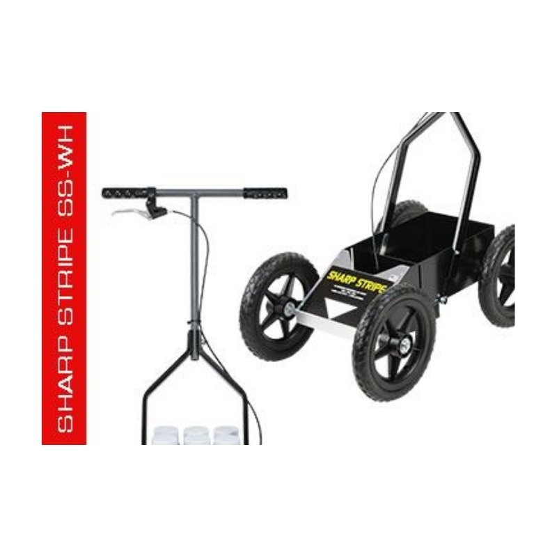 Aerosol can spray machine to paint lines on soccer football baseball fields with a wide handle.